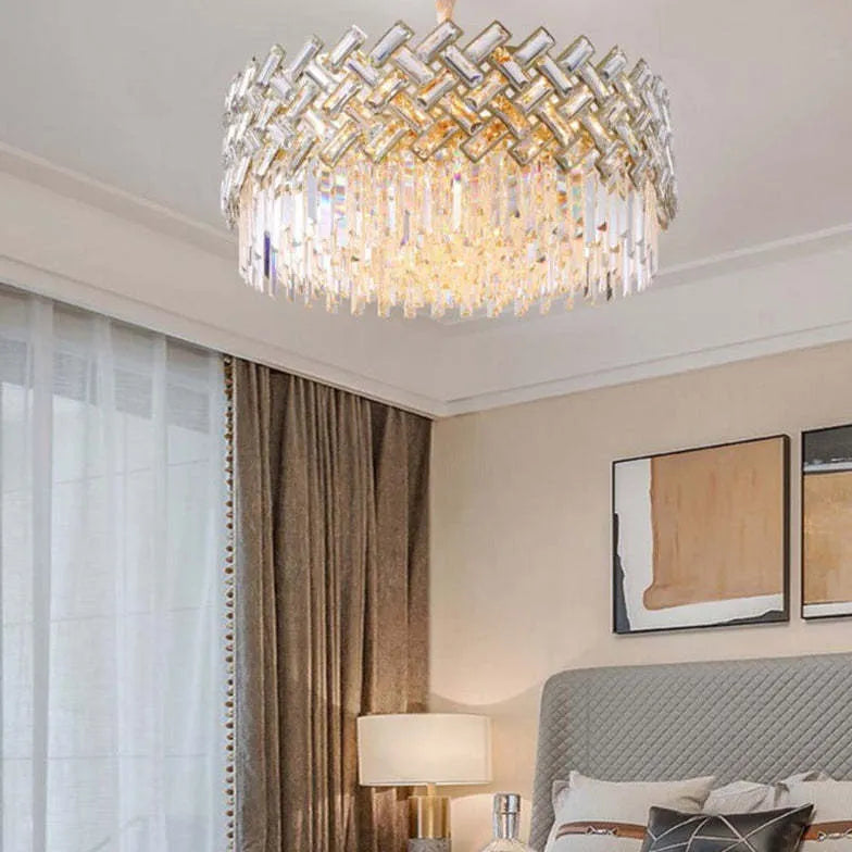 Luxury Gold Round Crystal Chandelier