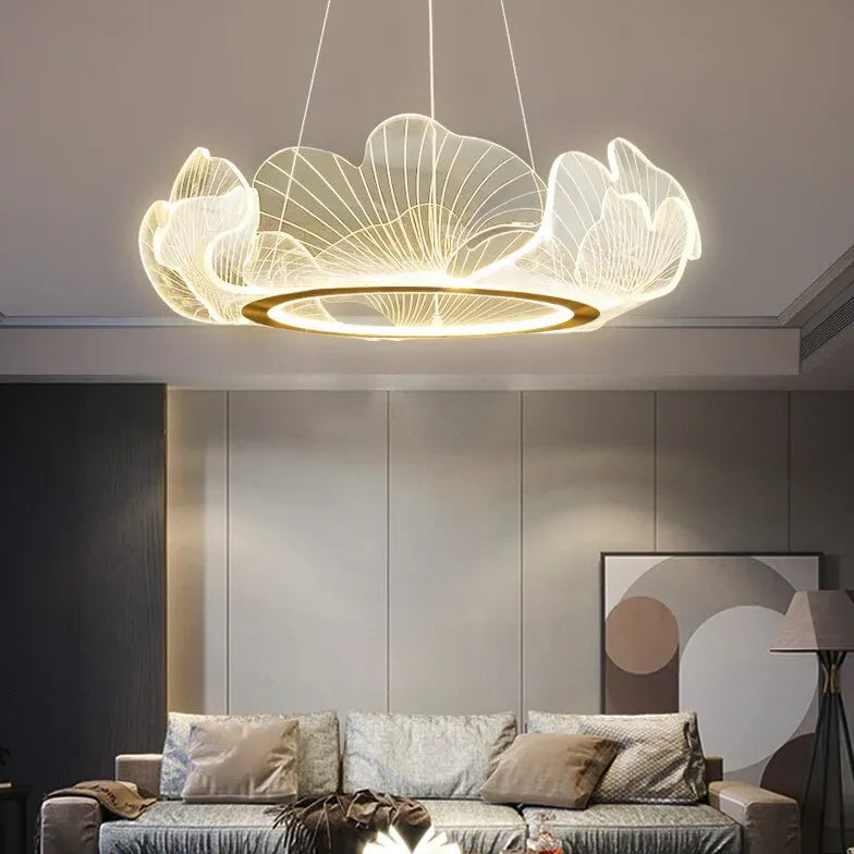 Delicate Petals Gold LED Pendant Light