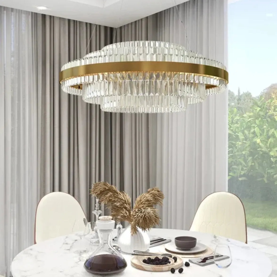 Vertical Flat Crystal Modern Pendant Light