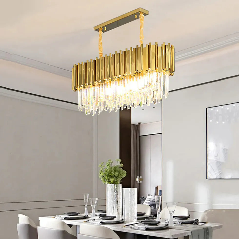 Vertical Trapezoid Gold Kitchen Pendant Light