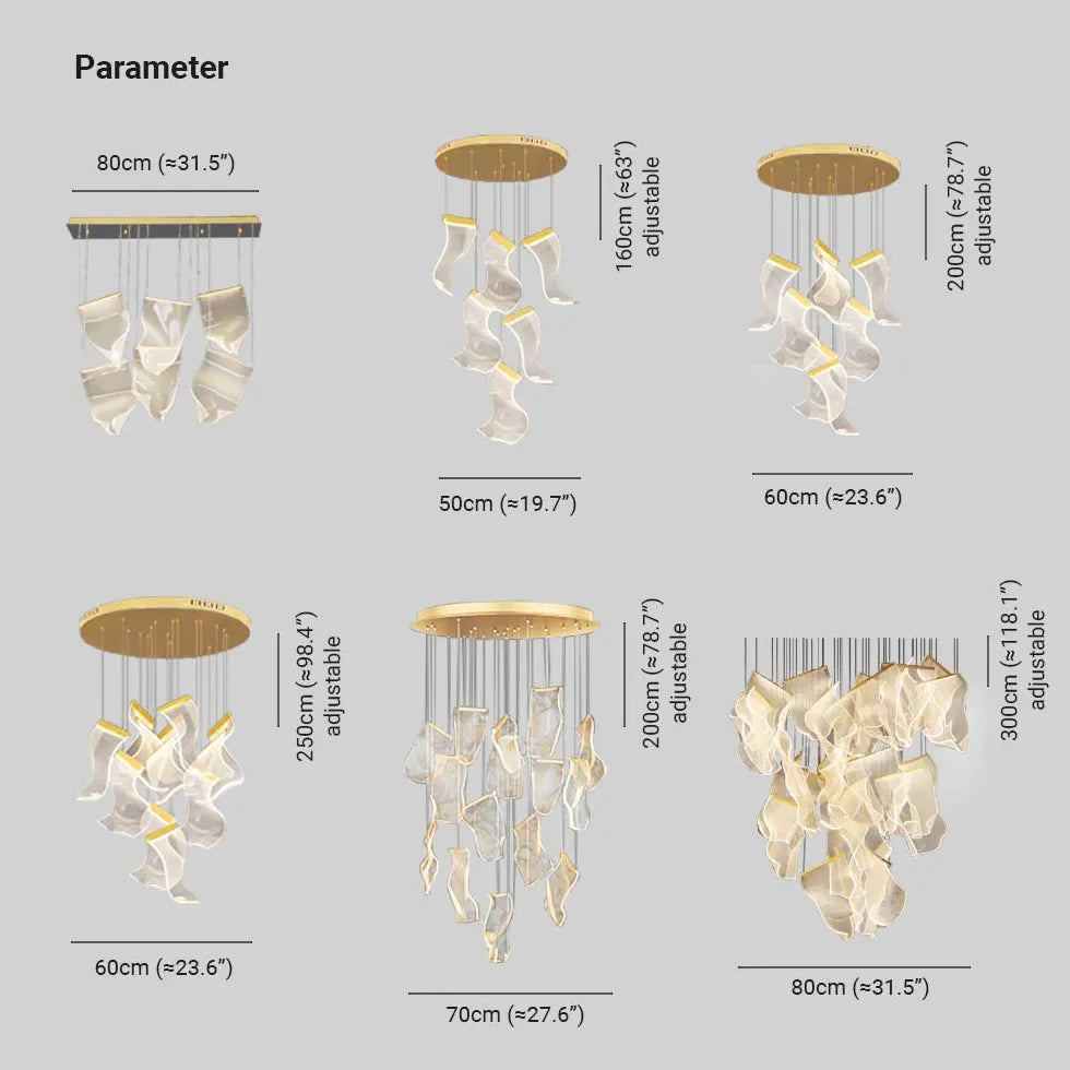 Flow Irregular Gold for Living Room Chandelier