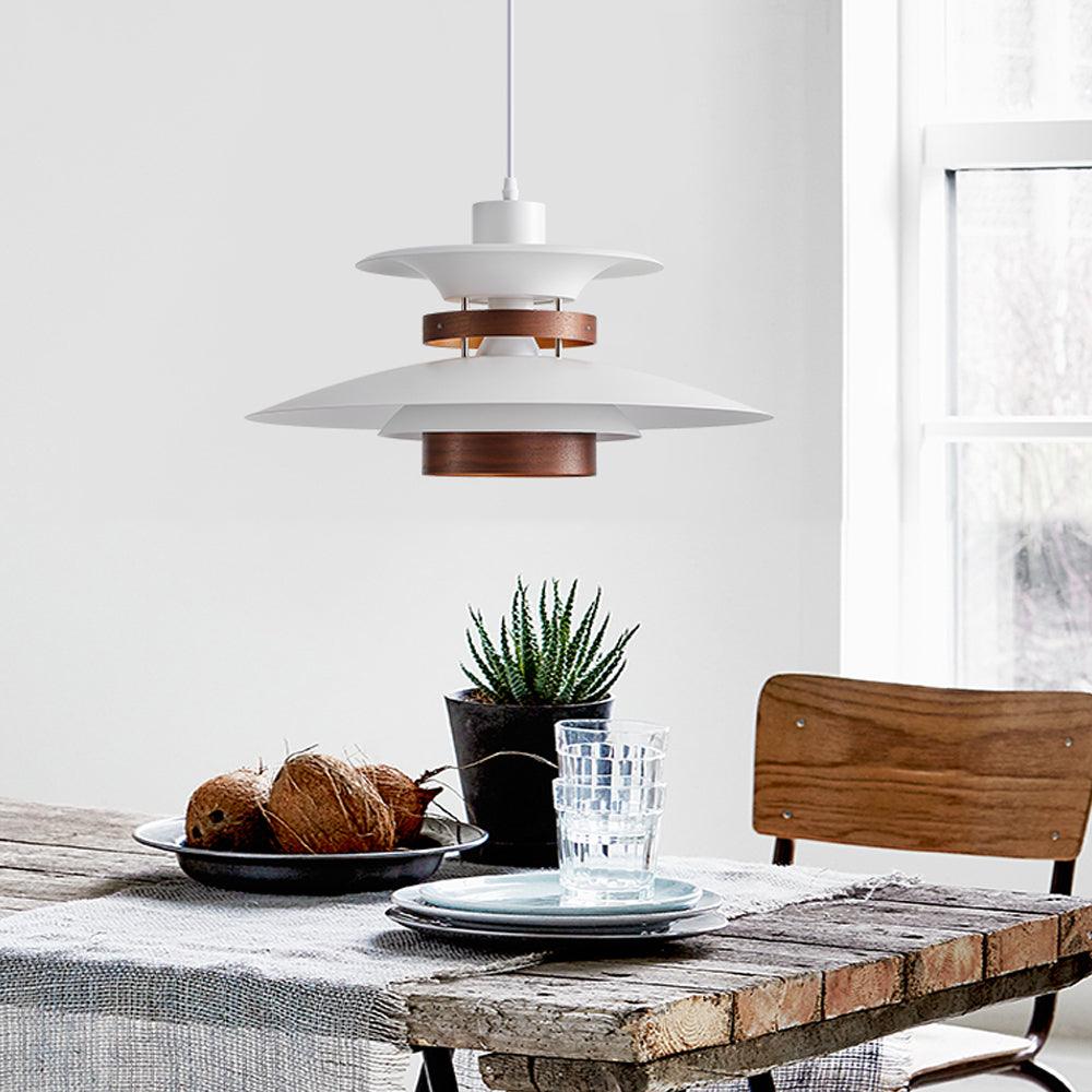 Wooden Wabi-Sabi UFO Style Pendant Light