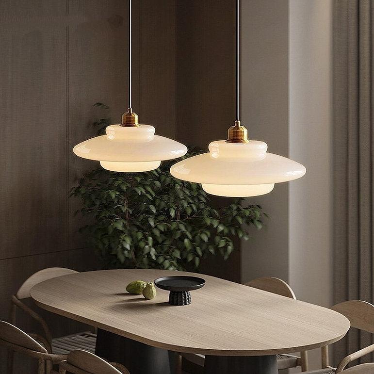 American White Glass Pendant Light for Bedroom