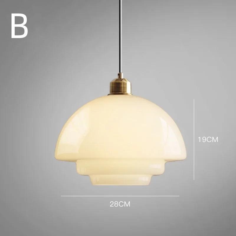American White Glass Pendant Light for Bedroom