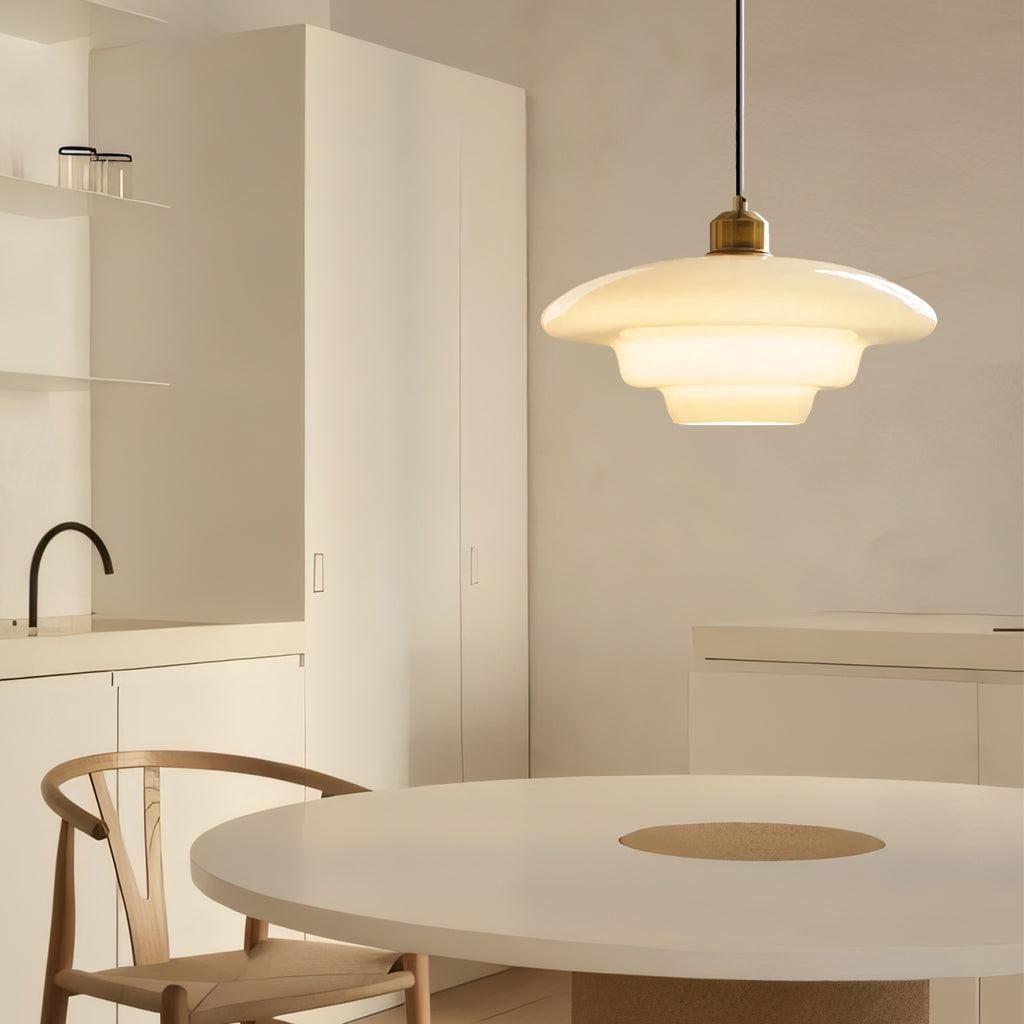 American White Glass Pendant Light for Bedroom