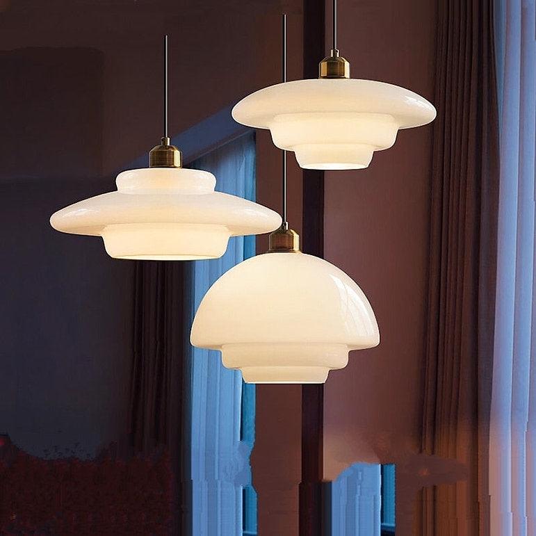 American White Glass Pendant Light for Bedroom