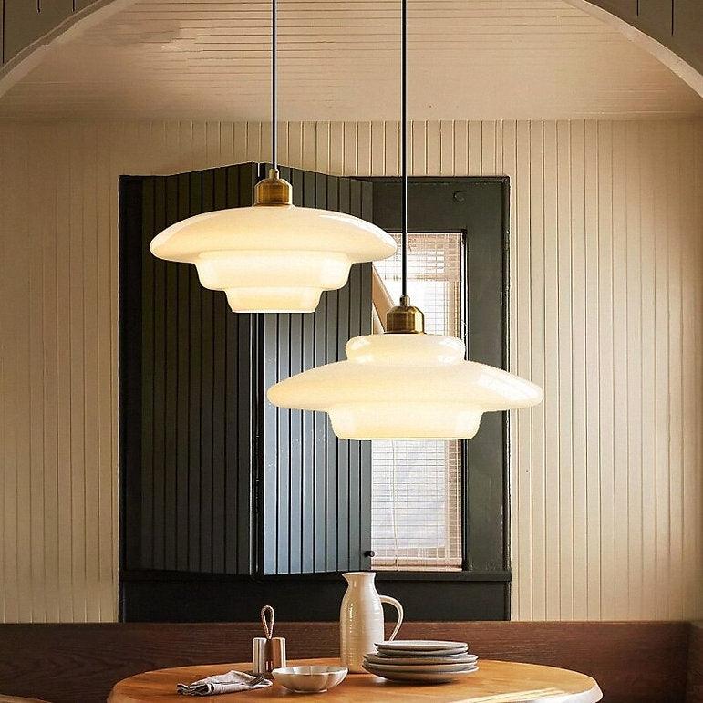 American White Glass Pendant Light for Bedroom