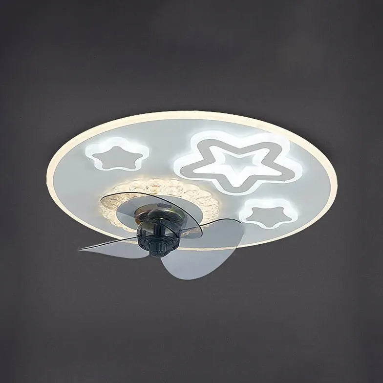 Star Decoration Modern White Ceiling Fan With Light