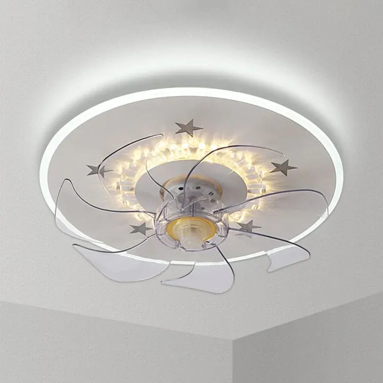 Star Decoration Modern White Ceiling Fan With Light