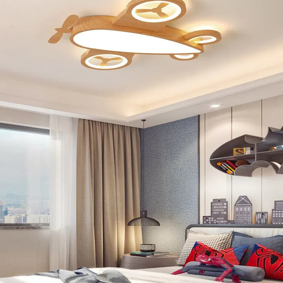 Adjustable Mute Bedroom Wooden Flush Ceiling Lights