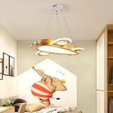 Hanging Aircraft Bedroom Wooden Pendant Light