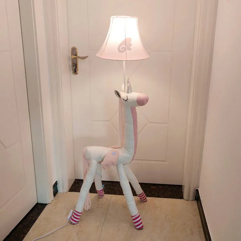 Cartoon Giraffe White and Pink Floor Lamp