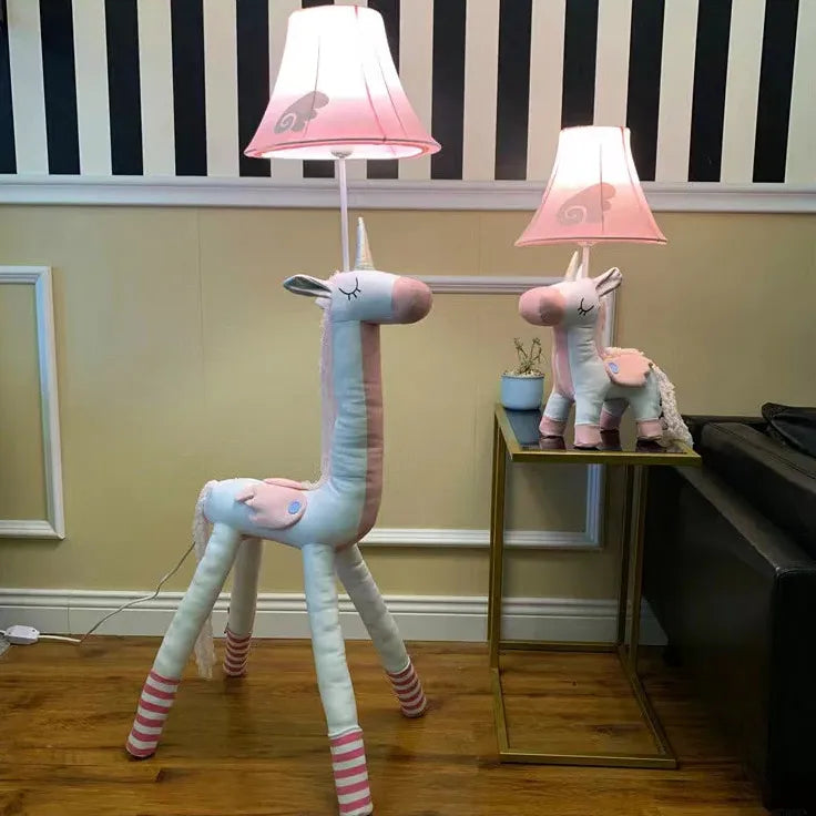 Cartoon Giraffe White and Pink Floor Lamp