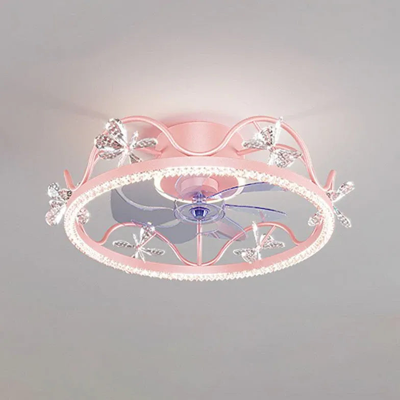 Crystal Frame Modern Ceiling Fan With Light