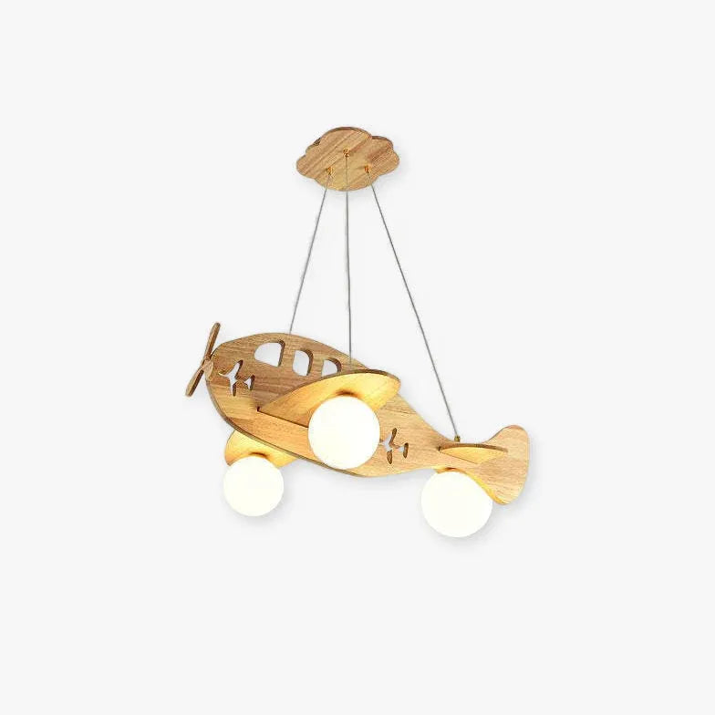 Cute Airplane Bedroom Wooden Pendant Light