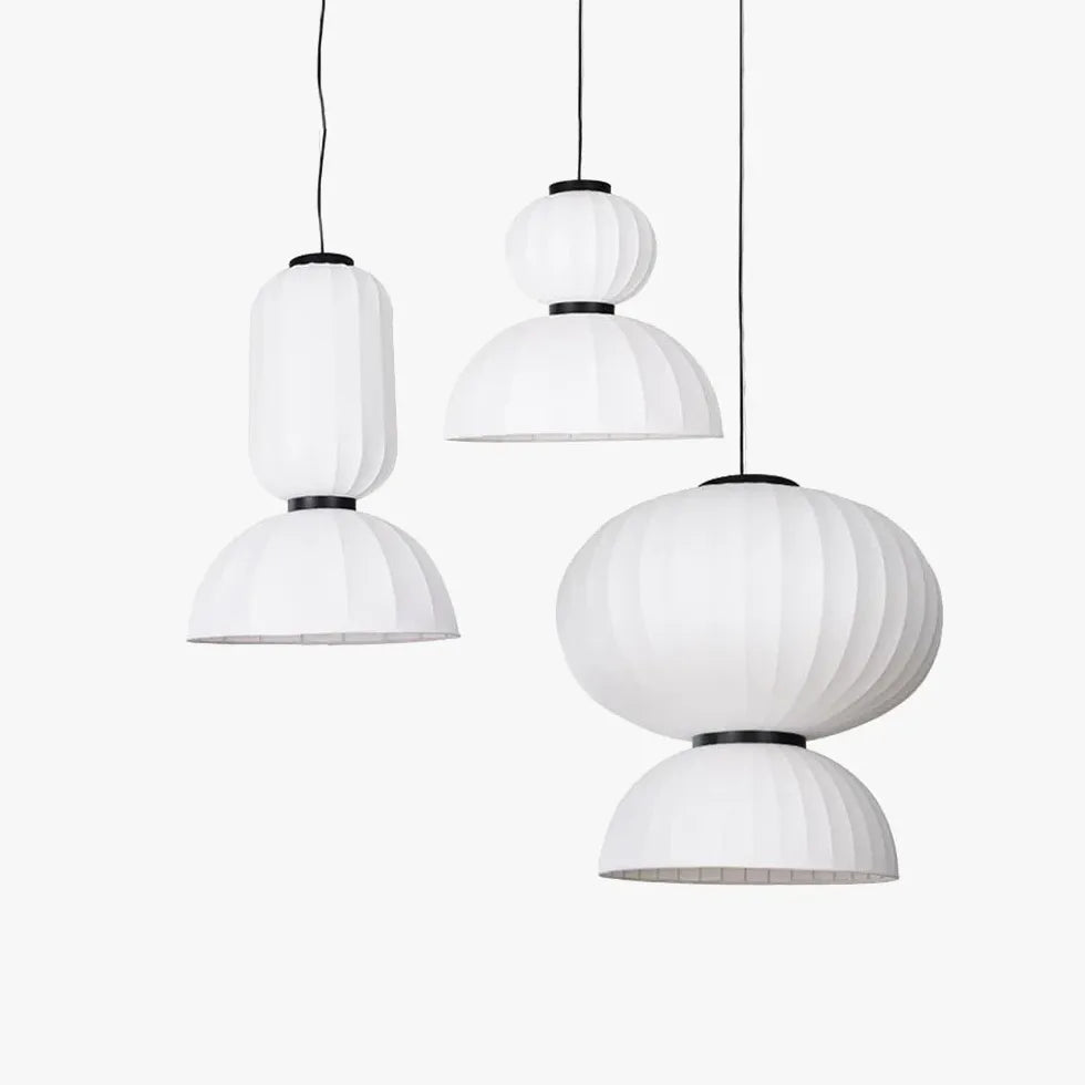 White Lantern and Hemisphere Pendant Light