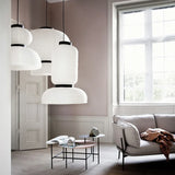 White Lantern and Hemisphere Pendant Light