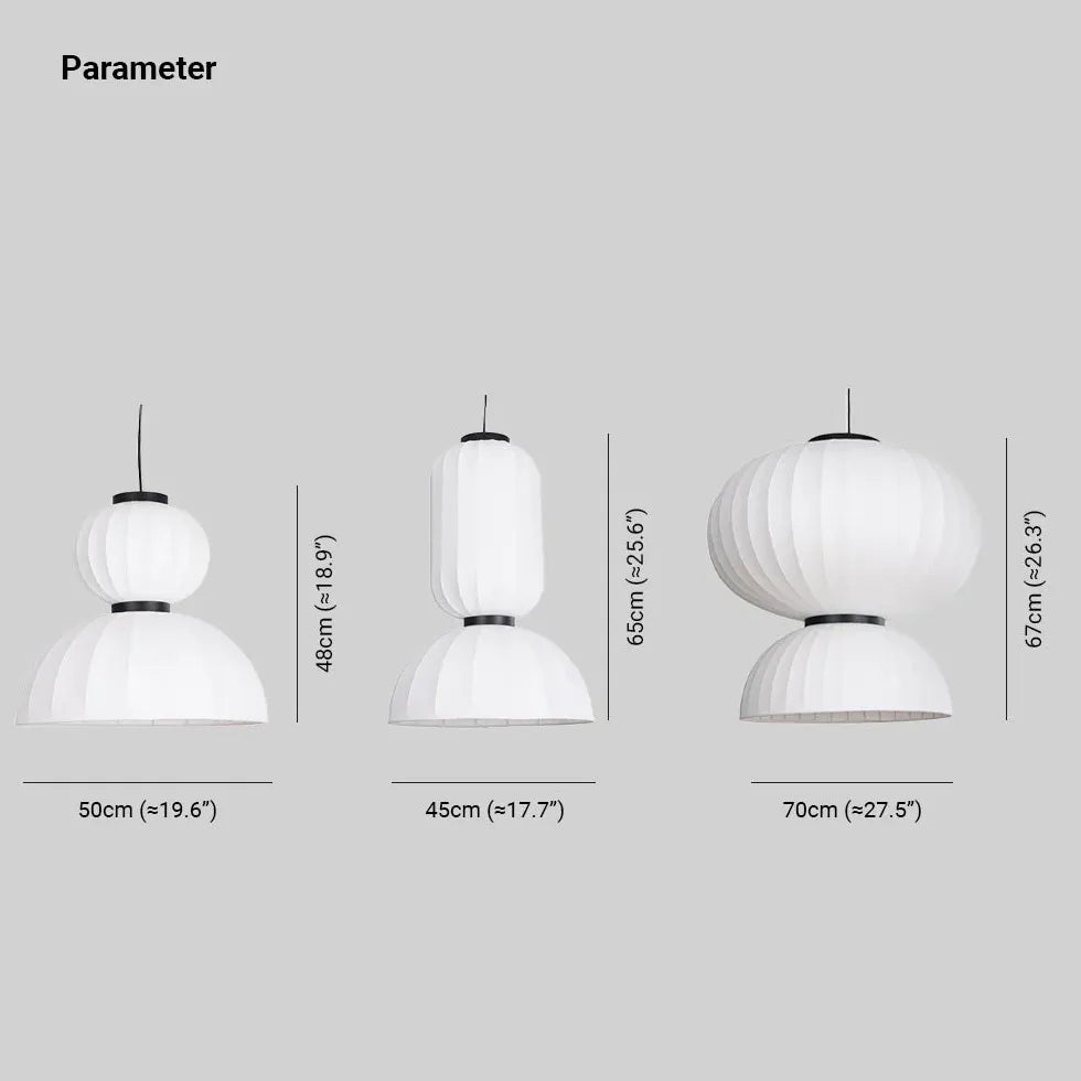 White Lantern and Hemisphere Pendant Light