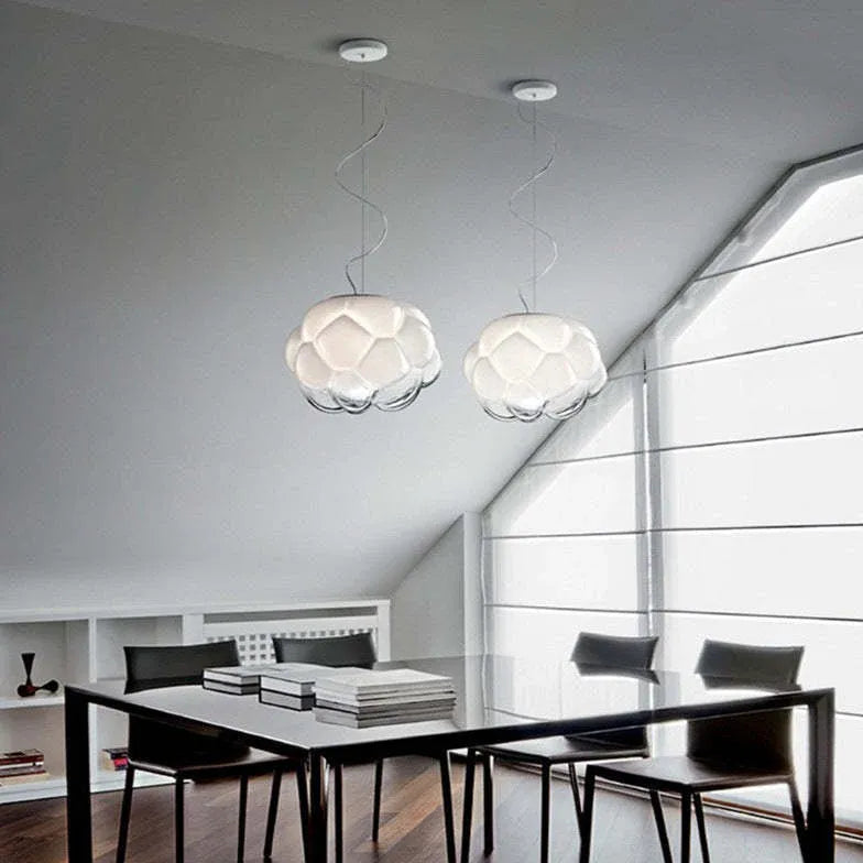 Round Grapes Glass White Pendant Light