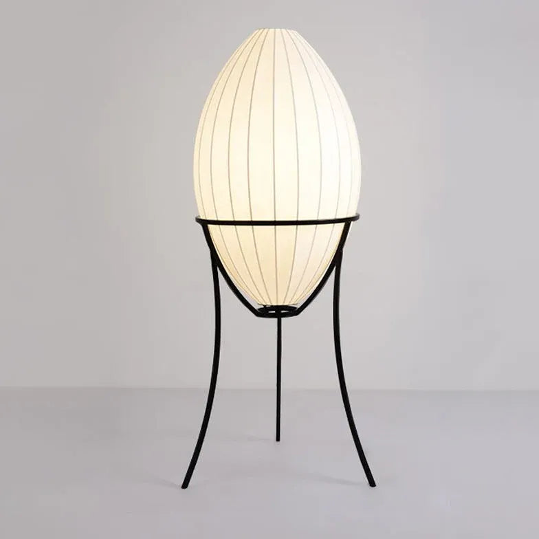 Egg-Shaped Textured Tripod Floor Lamp