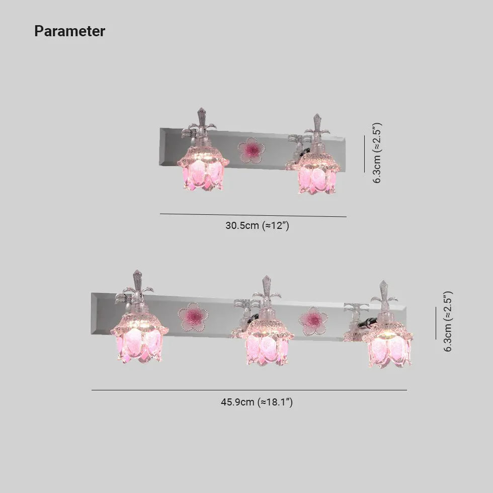 Baroque Pink Flower Bathroom Wall Lights