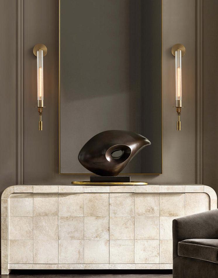 Post Modern Glass Brass Tube Wall Light