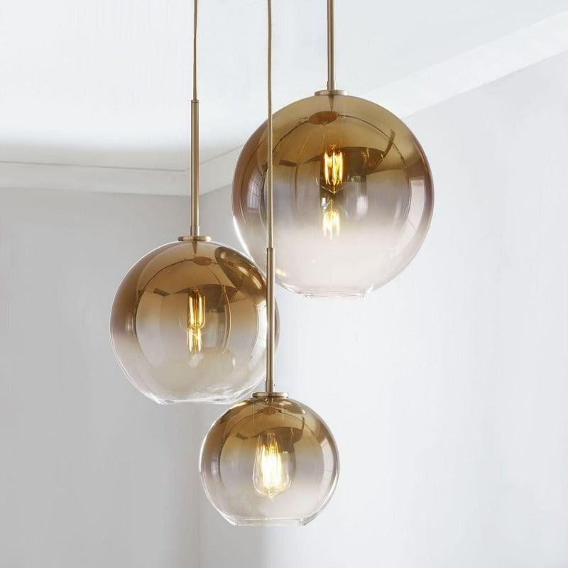 Gradient Glass Sphere Pendant Light for Dining Room
