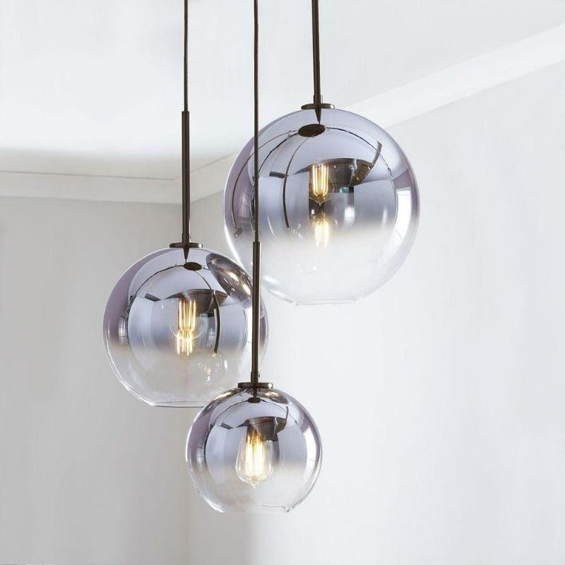 Gradient Glass Sphere Pendant Light for Dining Room