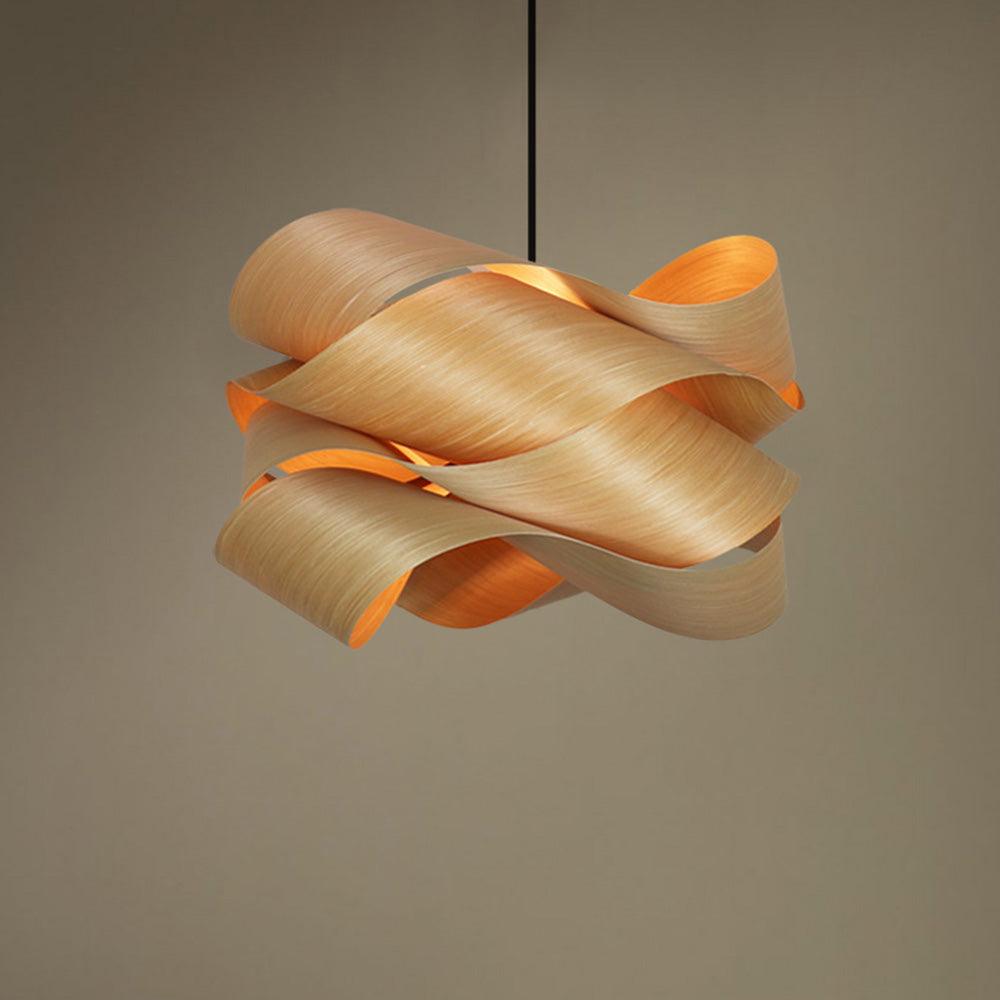 Irregular Wood Veneer Design Pendant Lights for Bedroom