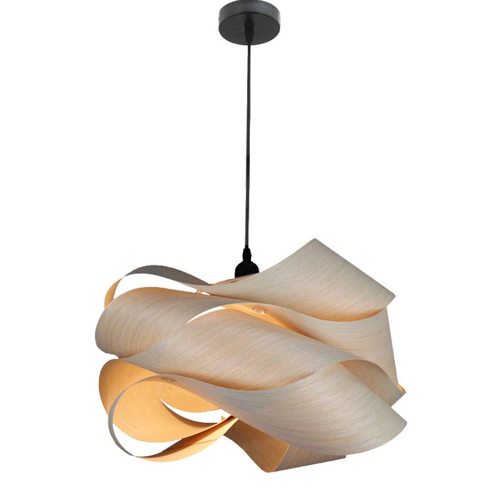Irregular Wood Veneer Design Pendant Lights for Bedroom