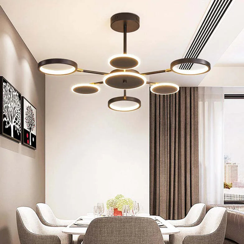 Multi-Ring Structure Black LED Pendant Light