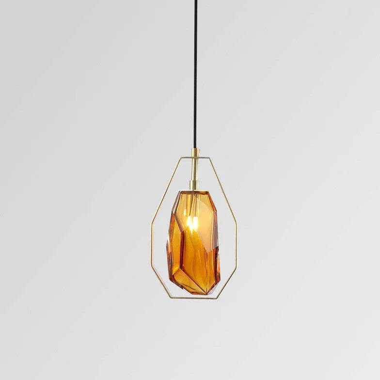 Amber Geometry Bedroom Glass Pendant Light