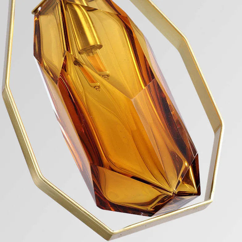 Amber Geometry Bedroom Glass Pendant Light