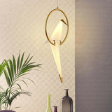 Bird-Shaped Ring Glass Gold Pendant Light