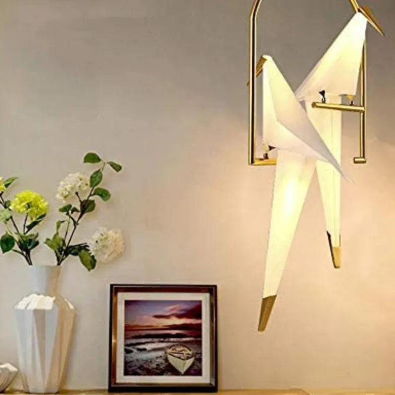 Bird-Shaped Ring Glass Gold Pendant Light