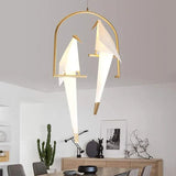 Bird-Shaped Ring Glass Gold Pendant Light