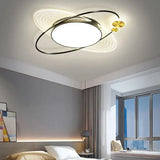 Black Metal Ring Bedroom Flush Ceiling Lights