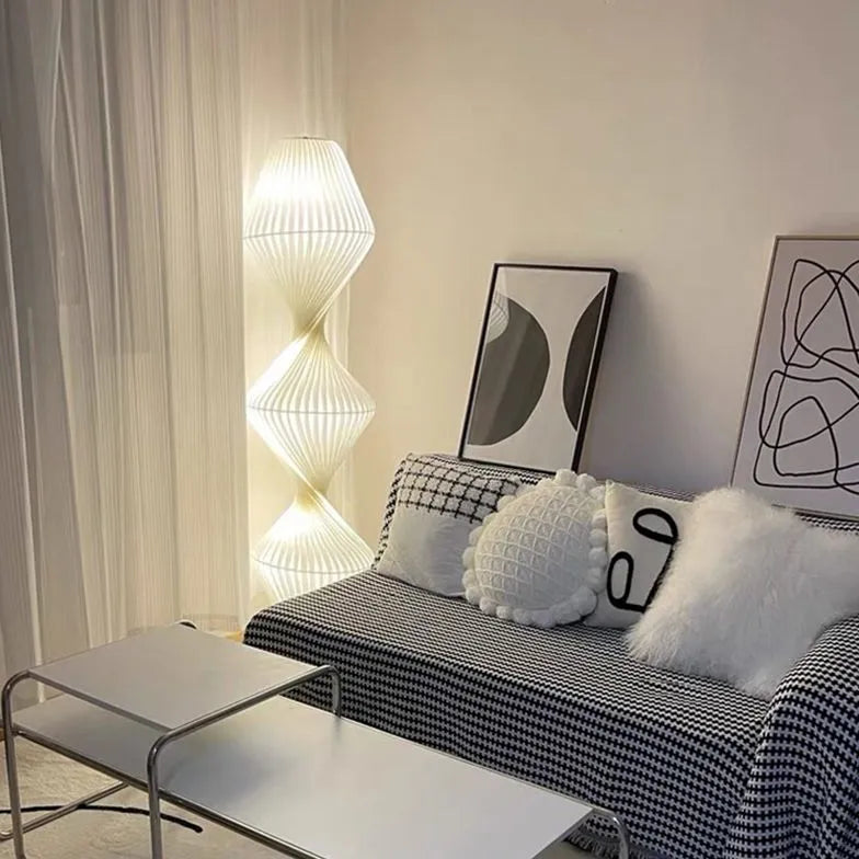 White Rotating Wavy Design Modern Floor Lamp