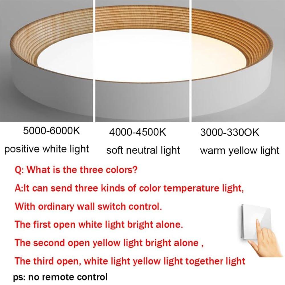 Eye-Caring Round Wooden Ceiling Light for Bedroom