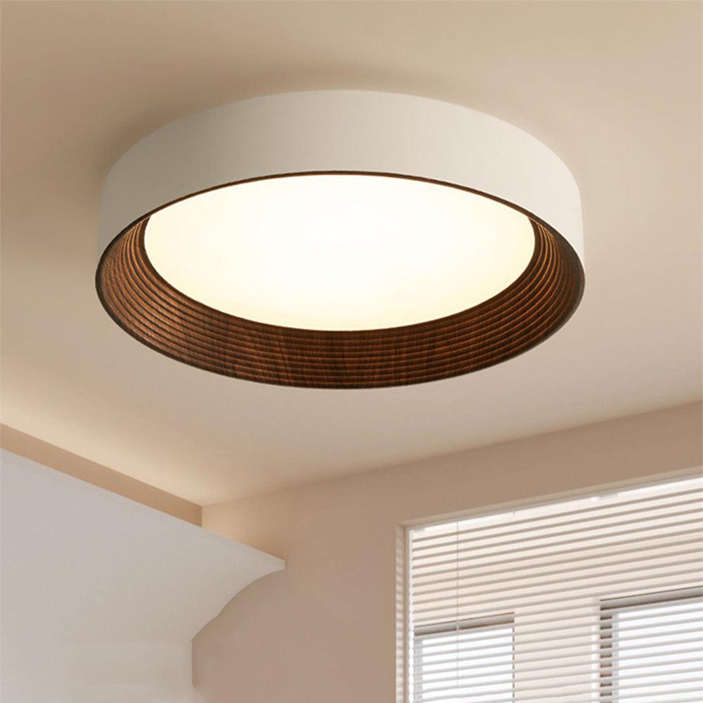 Eye-Caring Round Wooden Ceiling Light for Bedroom
