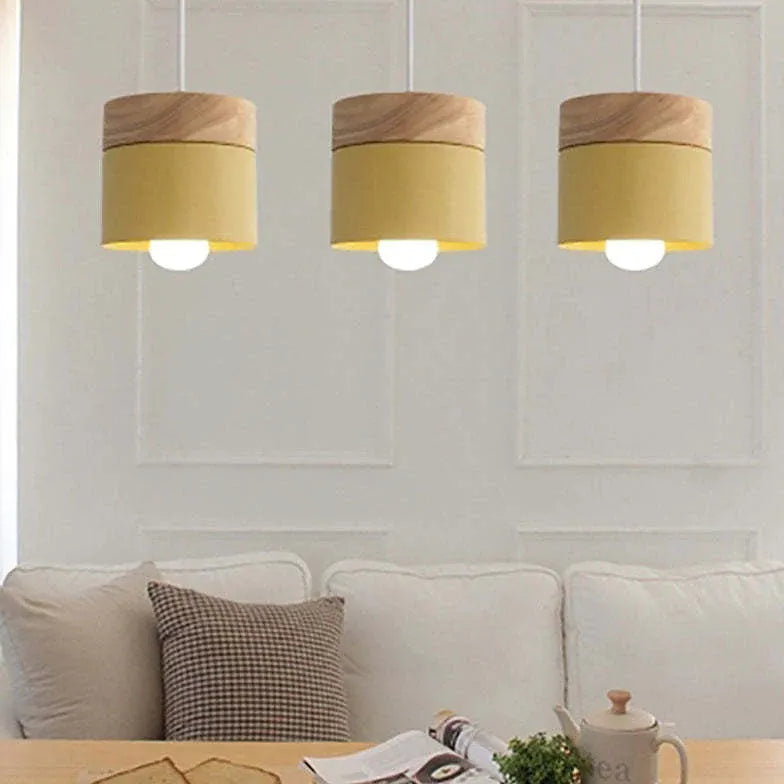 Colorful Cylinders Modern Wooden Pendant Light