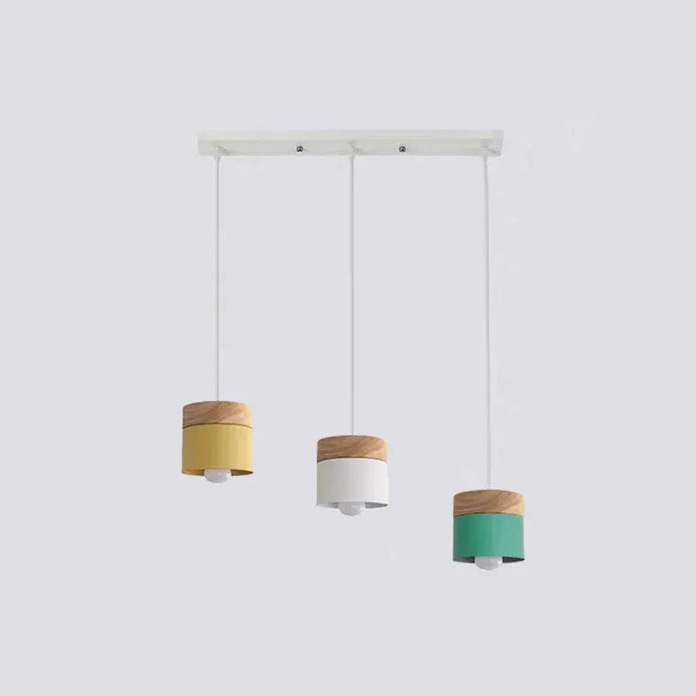 Colorful Cylinders Modern Wooden Pendant Light