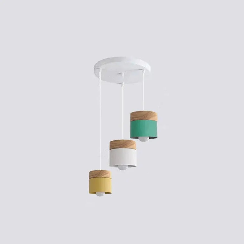 Colorful Cylinders Modern Wooden Pendant Light