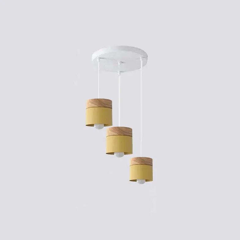 Colorful Cylinders Modern Wooden Pendant Light