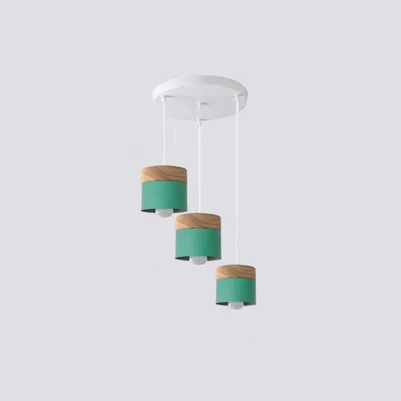 Colorful Cylinders Modern Wooden Pendant Light