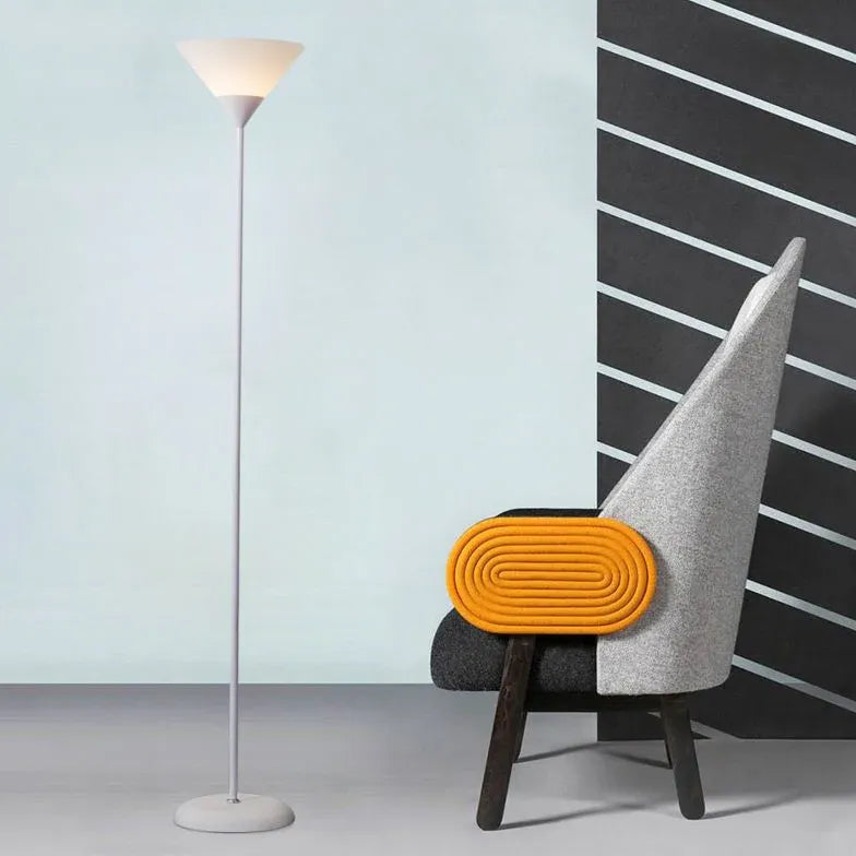 Inverted Cone-Shaped Black Slim Floor Lamp