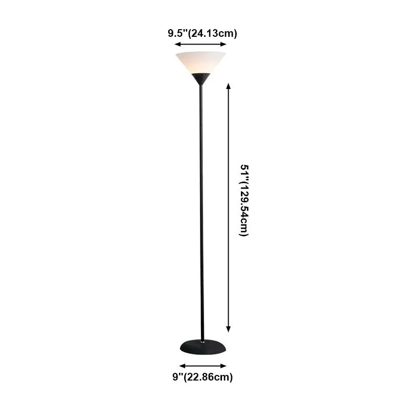 Inverted Cone-Shaped Black Slim Floor Lamp