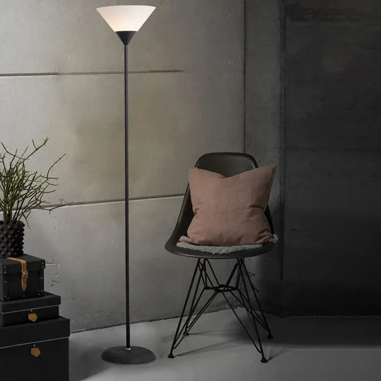 Inverted Cone-Shaped Black Slim Floor Lamp