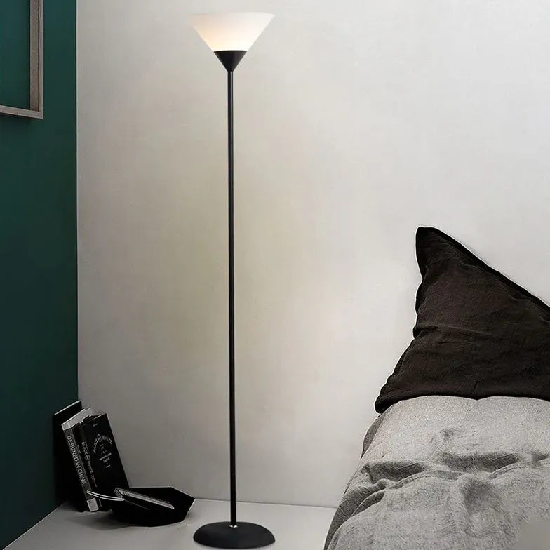 Inverted Cone-Shaped Black Slim Floor Lamp