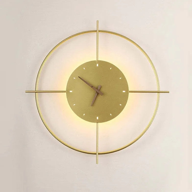 Golden Wall Clock Warm White Wall Lamp